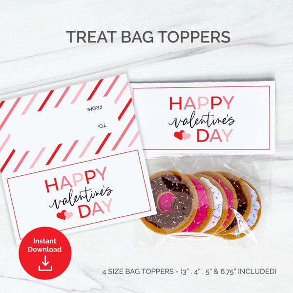 Valentines Treat Bag Topper Classroom Valentines Day Cookie Bag Topper Printable Bag Topper Candy Bag Toppers Printable Goody Bag Topper