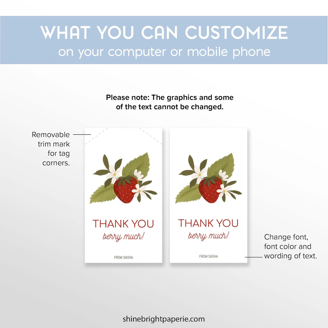 Thank You Berry Much Printable Gift Tags Baby Shower Tags Editable DIY ...