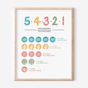 Grounding Techniques Anxiety Relief Poster School Counseling Decor Therapist Art Mental Health Coping Skills Digital Download Printable