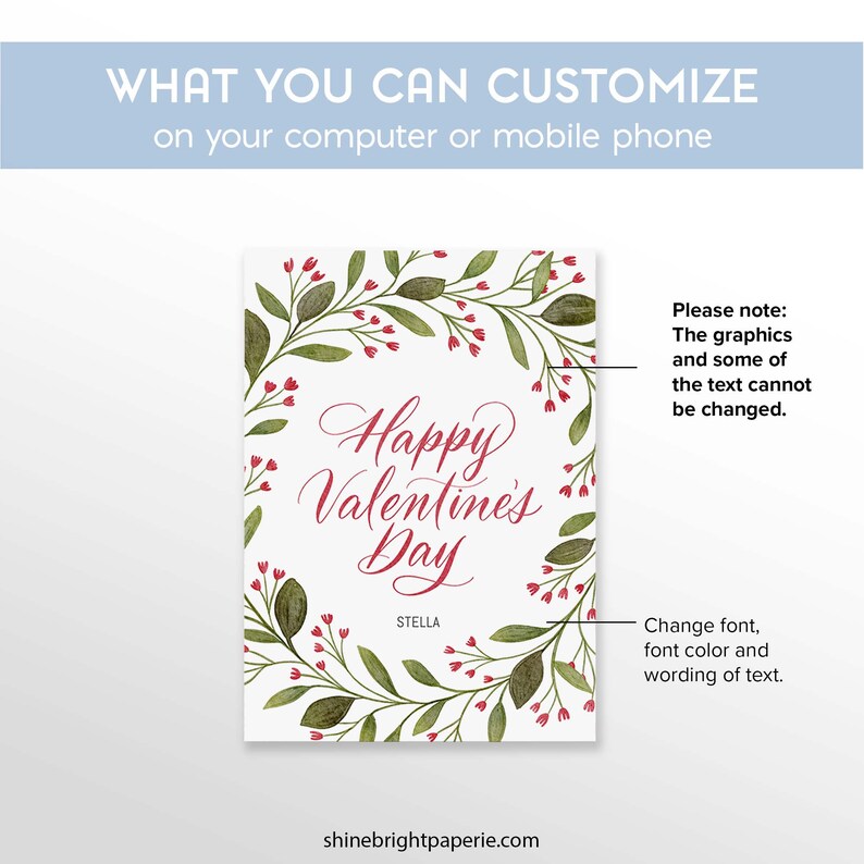 Editable Valentine's Day Card Template Valentine's Day Downloadable ...