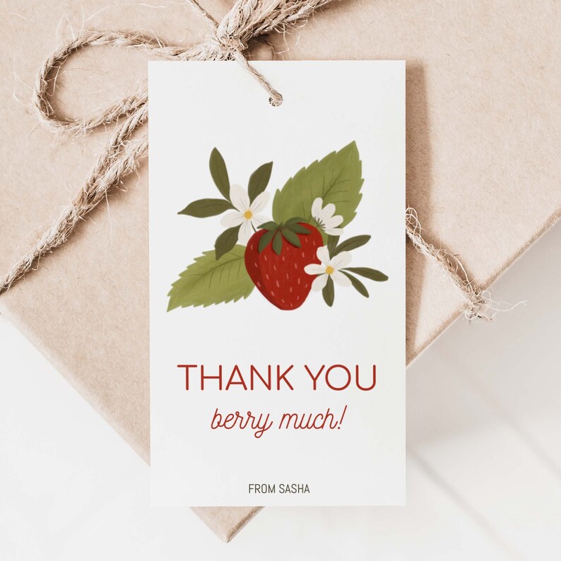 Thank You Berry Much Printable Gift Tags Baby Shower Tags Editable DIY ...