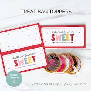 Valentijnsdag snoeptas topper klaslokaal Valentijnsdag koekjes tas topper afdrukbare tas topper snoep tas topper afdrukbare goody bag