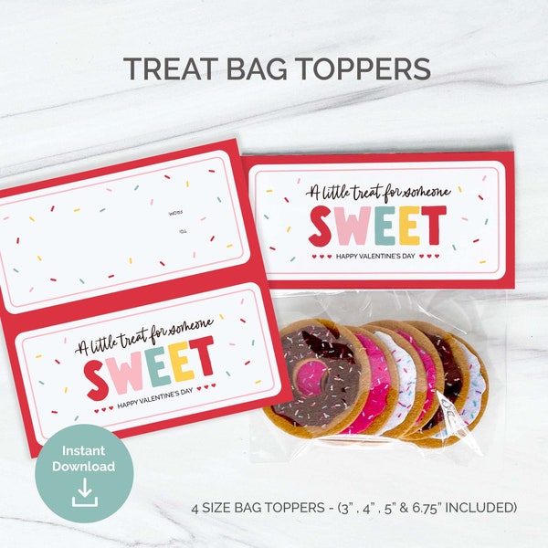 Valentines Sweet Treat Bag Topper Classroom Valentines Day Cookie Bag Topper Printable Bag Topper Candy Bag Topper Printable Goody Bag