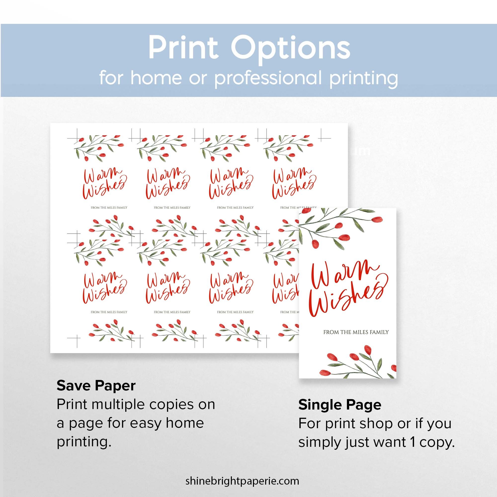 Warm Wishes Gift Tag Printable Gift Favor Tag Editable Holiday Hang Tag ...