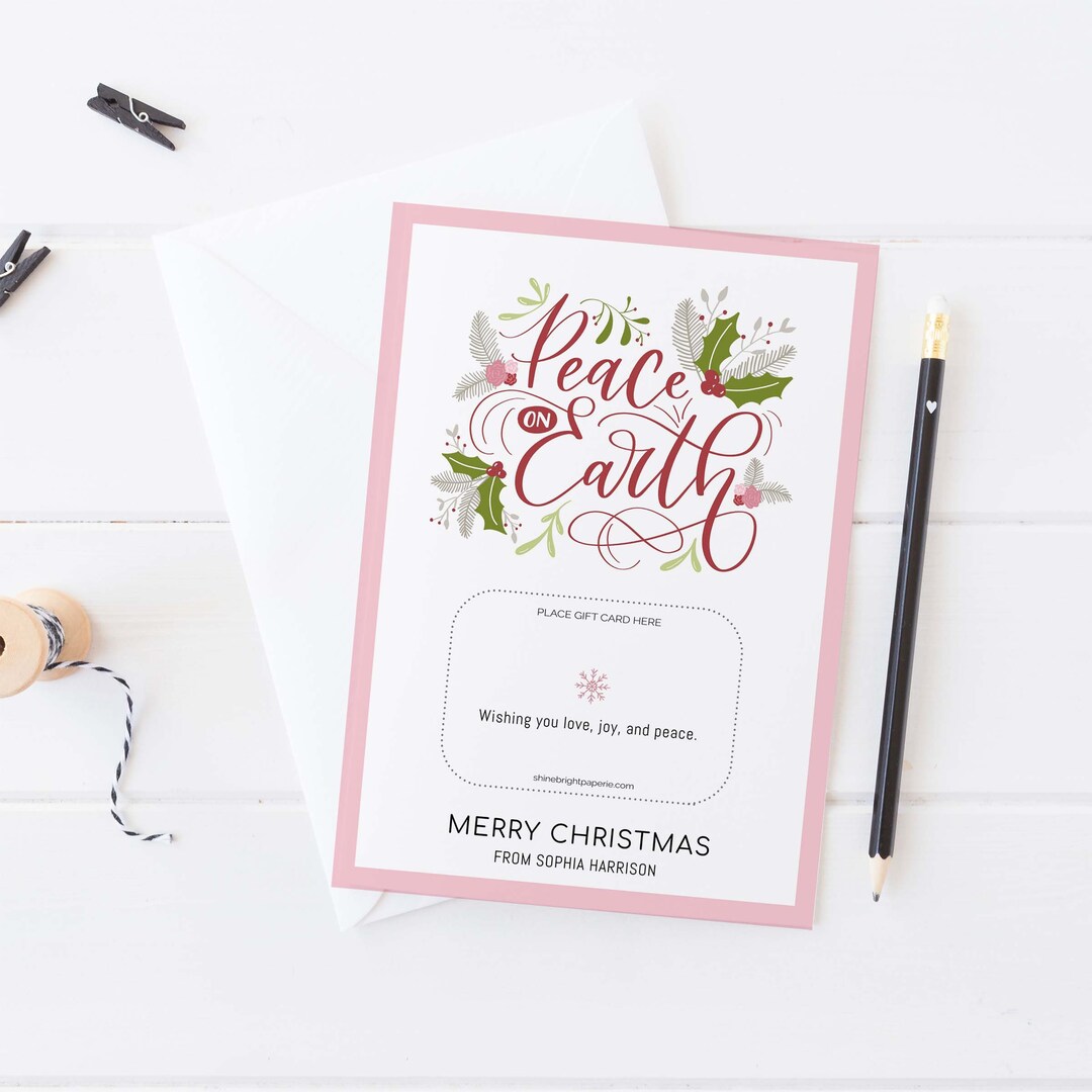 Printable Peace on Earth Gift Card Holder Template | Holidays ...
