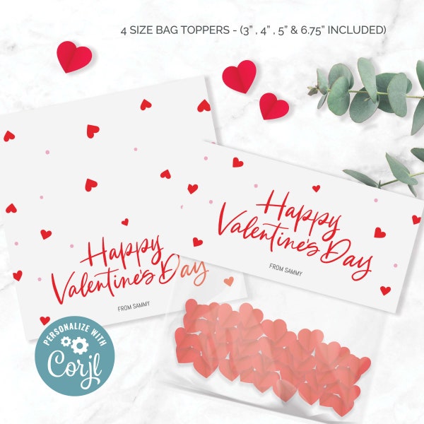 Valentine Treat Bag Topper Cookie Toppers Candy Bag Toppers Printable DIY Valentine Classroom Cards Printable Candy Treat Tags Coworkers