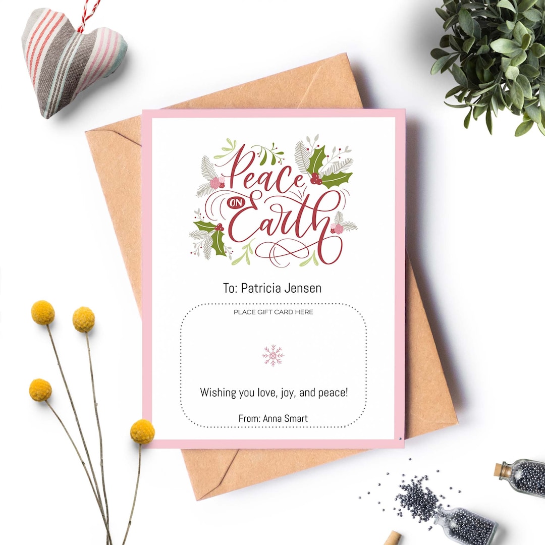 Printable Peace on Earth Gift Card Holder Template Holidays Etsy