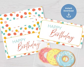 Adorno para bolsa de galletas de feliz cumpleaños: Bolsa de galletas imprimible (descarga digital)