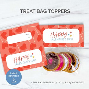 Valentines Hearts Treat Bag Topper Classroom Valentines Cookie Bag Topper Printable Bag Topper Candy Bag Toppers Printable Goody Bag Topper
