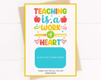 Teacher Appreciation Gift Card Holder: Printable End of Year Gift (Editable)