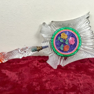 Vintage plexiglás espejo de mano ITK hecho a mano recuerdo prisionero arte URSS Zekprom maquillaje espejo de tocador de mano spa y uso cosmético