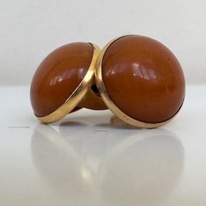 Vintage Cufflinks  USSR . Cognac Honey Amber. Brass. Gilding. 7 YAK. Kaliningrad Amber. Jewelry Baltic Amber