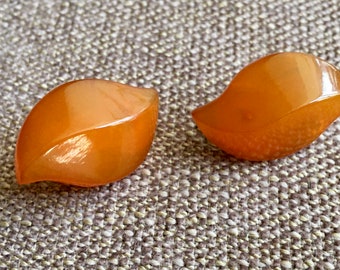 Vintage Butterscotch Amber Earrings, Vintage Amber Clip on Earrings of Natural Amber Honey Color USSR, Brand (Stamp) 5ЯК, Gift For Her