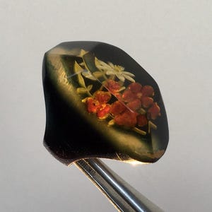 Vintage Plexiglas Ring ITK Handmade Souvenir Prisoner Art Ring Größe 8 Sommer Blumenring Grün Massiver Ring. Unikat Ring