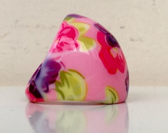 Floral Lucite Statement Ring, Size 6.25