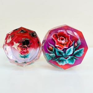 Vintage Soviet Prison Art Faceted Plexiglass Door Knobs Pair Spider Rose Handle Set Custom Loft Gothic Decor USSR 2pc