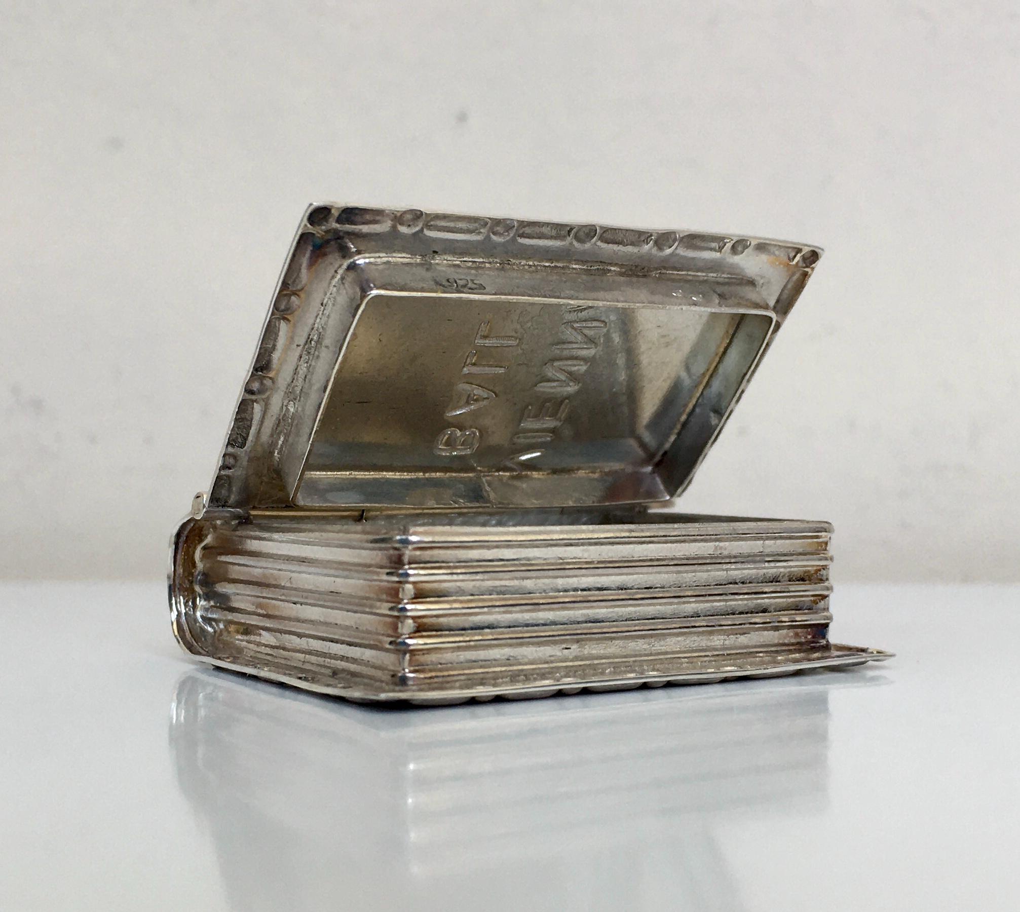 Vintage Sterling Silver Book Pill Box: Ornate 925 Case - Etsy