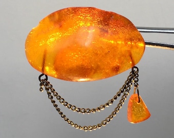 Broche vintage de ámbar báltico: colgante de caramelo y coñac, URSS