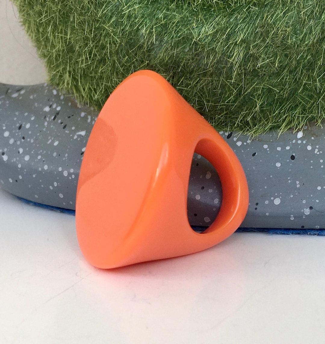Massive Orange Color Round Ring Lucite Ring - Size 7 - Etsy