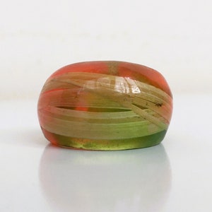 Sommer Ring Größe 6,5 (16,75mm) Lucite Acryl-Kunststoff-Ring, Abstraktion mit trockenem Blattring, mehrfarbiger Ring, Statement-Ring
