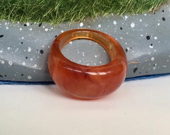 Amber Lucite Statement Ring, Size 7.5 (18 mm)