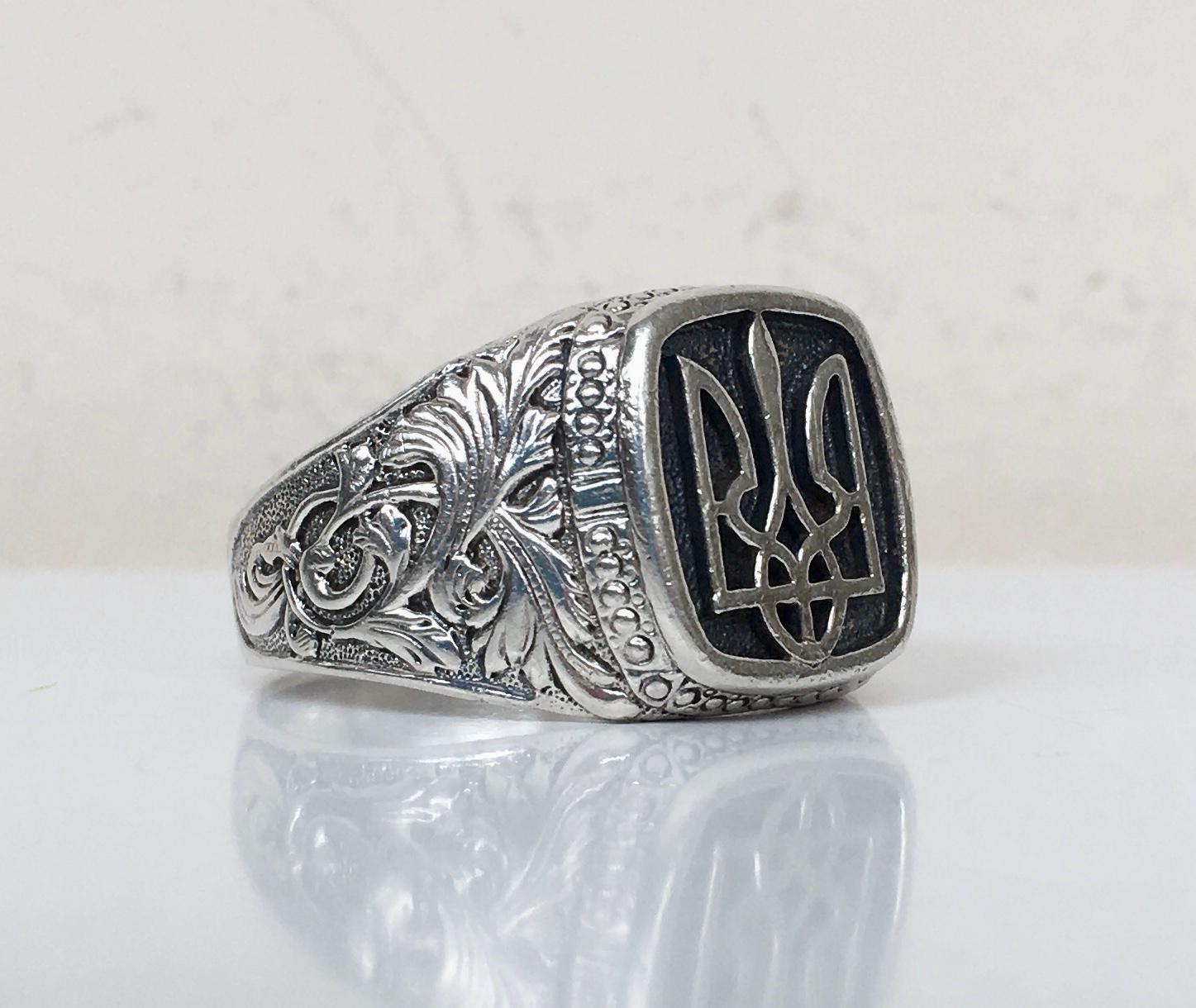 History UKRAINE 2022 Silver 925 Ring Soldier Amulet Coat of