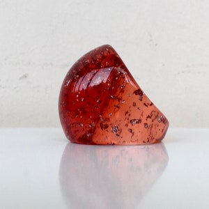 Summer Ring Size 7  (17.25 mm) Lucite Acrylic Plastic Ring  Red Color, Statement Ring, Red Transparent Plastic Ring