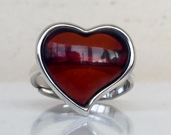 Vintage Butterscotch Amber Sterling Silver Ring 925 Size 7 and Up Dimensionless