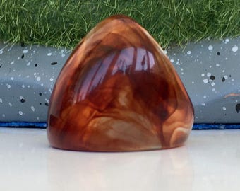 Lucite Dome Ring: Brown Butterscotch Acrylic Statement Ring, Size 8  Y2K