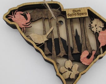 South Carolina Map / Ornament; Digital SVG Files for Laser Cutting; Instant Download