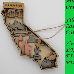 Kaart/ornament Californië; Digitale SVG-bestanden voor lasersnijden; Direct downloaden