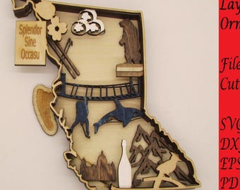 British Columbia Layered Map / Ornament Digital Files for Laser Cutting; Instant Download