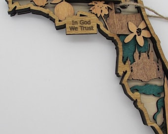 Florida Map / Ornament; Digital SVG Files for Laser Cutting; Instant Download