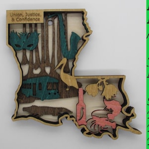 Louisiana Geschichte / Landkarte / Ornament; Digitale SVG-Dateien für das Laserschneiden; Sofort Download