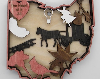 Ohio Layered Map / Ornament; Digital SVG Files for Laser Cutting; Instant Download