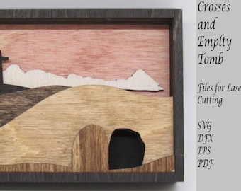 Crosses and Empty Tomb Digital Laser SVG File, Instant Download