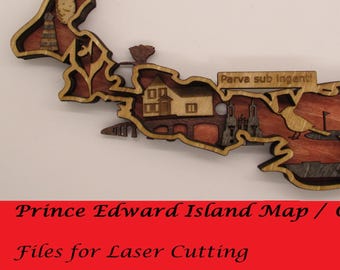 Prince Edward Island Map Ornament Laser Cutting Files (svg, dxf, eps, pdf)