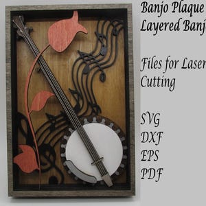 Banjo Plaque / Layered Banjo Digitale SVG-Dateien für das Laserschneiden; Sofort Download