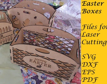 Easter Boxes, 3 Designs, Digital SVG Files for Laser Cutting; Instant Download