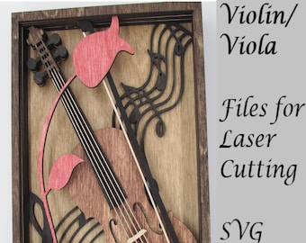 Violin/Viola Musical Instrument Digital SVG Laser Cutting File, Instant Download