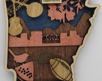 Arkansas Layered Map / Ornament; Digital SVG Files for Laser Cutting; Instant Download