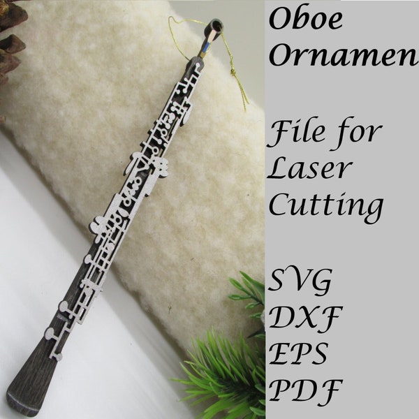 Oboe Musical Instrument Ornament Digital SVG Laser Cutting File, Instant Download