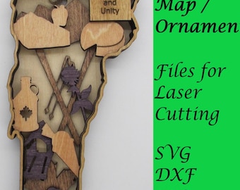 Vermont Map / Ornament; Digital SVG Files for Laser Cutting; Instant Download