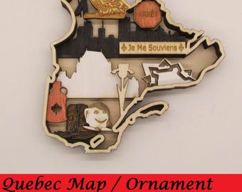 Quebec Layered Map / Ornament Digital Files for Laser Cutting; Instant Download