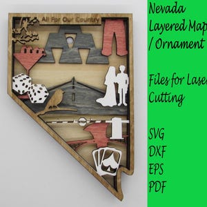 Nevada Landkarte / Ornament; Digitale SVG-Dateien für das Laserschneiden; Sofort Download