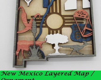 New Mexico Layered Map / Ornament; Digital SVF Files for Laser Cutting; Instant Download
