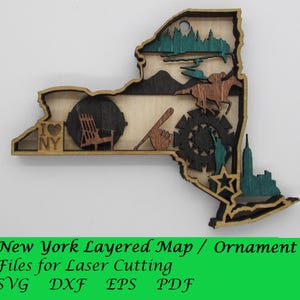 Carte/ornement en couches de New York ; Fichiers SVG numériques pour la découpe laser ; Téléchargement instantané