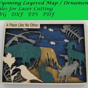 Wyoming Map / Ornament; Digitale SVG-Dateien für das Laserschneiden; Sofort Download
