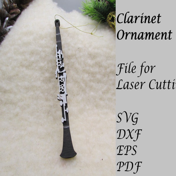 Clarinet Musical Instrument Ornament Digital SVG Laser File, Instant Download