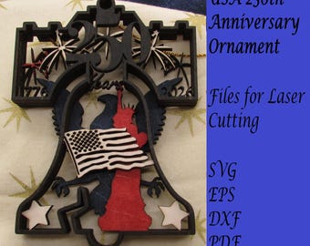 Layered USA 250th Anniversary Ornament Files for Laser Cutting; Glowforge Ready, Instant Download